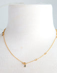 124J- 18kt Gold Necklace w London Blue Topaz