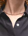 128J Gold Necklace w Black Diamonds