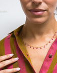 121J- 18kt Gold Necklace w Ruby Drops
