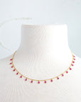 121J- 18kt Gold Necklace w Ruby Drops