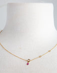 121J- 18kt Gold Necklace w Ruby Drops