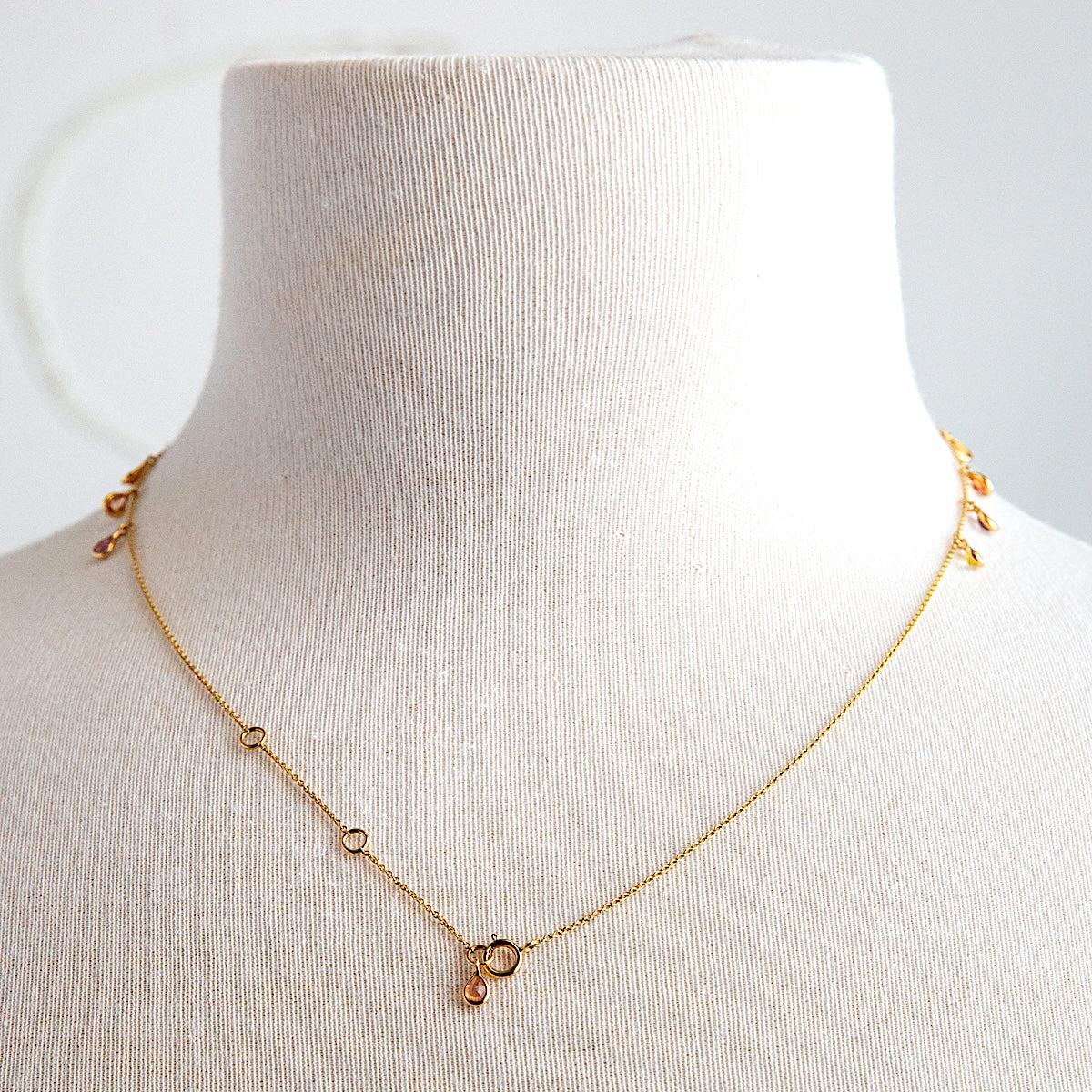 122J- 18kt Gold Necklace w Multi Sapphires